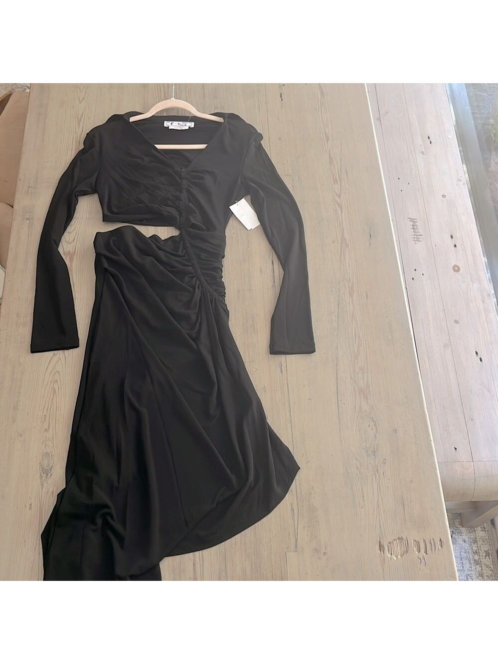 Off-White Asymmetrical Cut Out Draped Midi Dress in Black Size Large - Picture 7 of 16